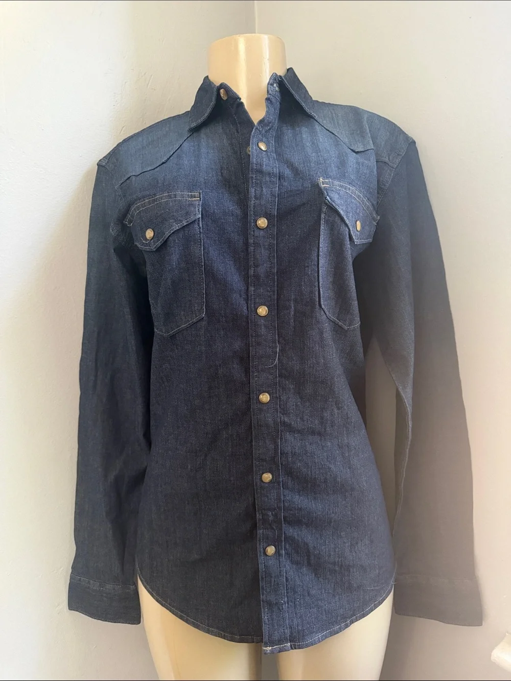 Wrangler blue fox motel western denim snap shirt women’s small